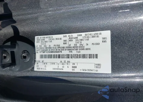 2021 Ford F-150 Xl from USA, damaged, VIN 1FTMF1C5XMKD94579